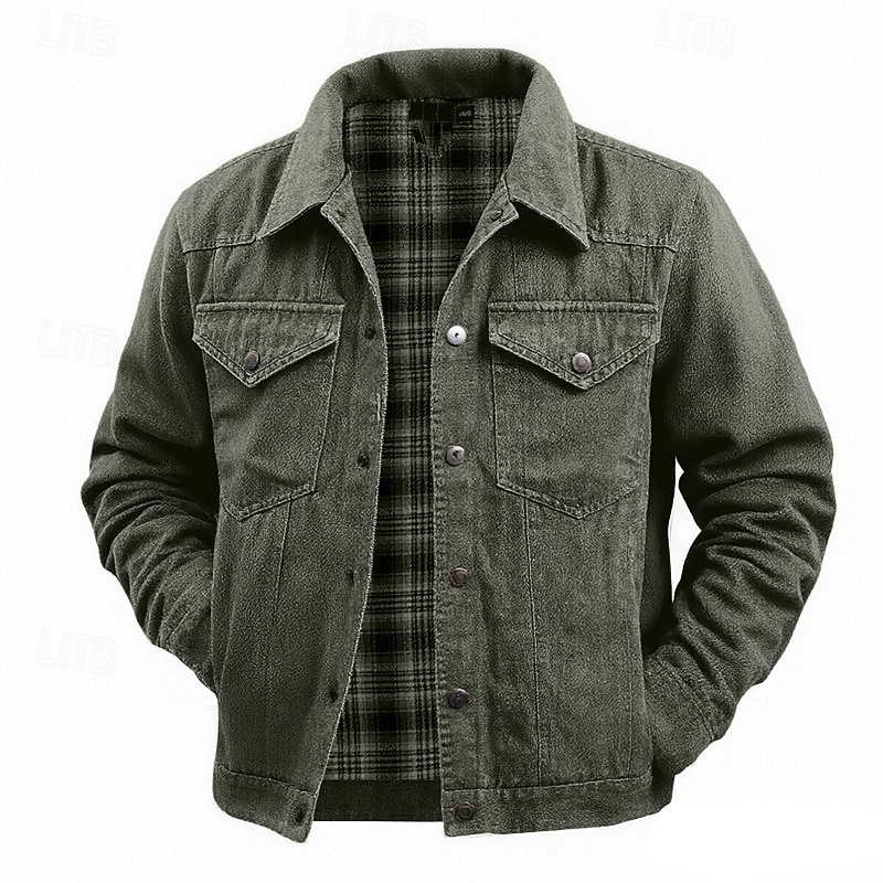 Hombre Chaqueta casual Chaqueta de mezclilla Vacaciones Diario Resistencia al desgaste Bolsillo Primavera Otoño Plano Moda Clásico Diseño Regular Marrón Verde Trébol Azul Oscuro Chaquetas 2026 - $65.99 –P1
