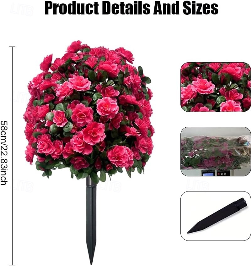 Artificial Azalea Flower with Ground Stakes, 23" UV Resistant Fake Azalea Garden Stake, Faux Greenery Shrubs for Outdoor Porch, Patio, Wedding, Party Decor, Durable, Easy-to-Install Garden Accessory 2026 - $35.99 –P12