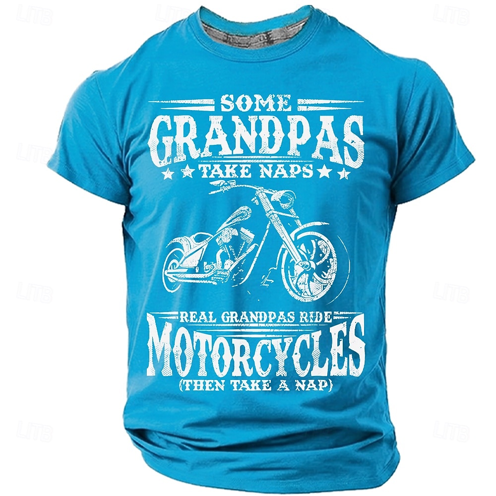 بعض الأجداد يأخذون قيلولة، والأجداد الحقيقيون يركبون الدراجات النارية. تي شيرت رجالي برسومات فكاهية، بأكمام قصيرة ورقبة دائرية، مناسب للارتداء اليومي، متوفر بمقاسات S، M، L، XL، XXL، XXXL. 2026 - RON 88.6 –P6
