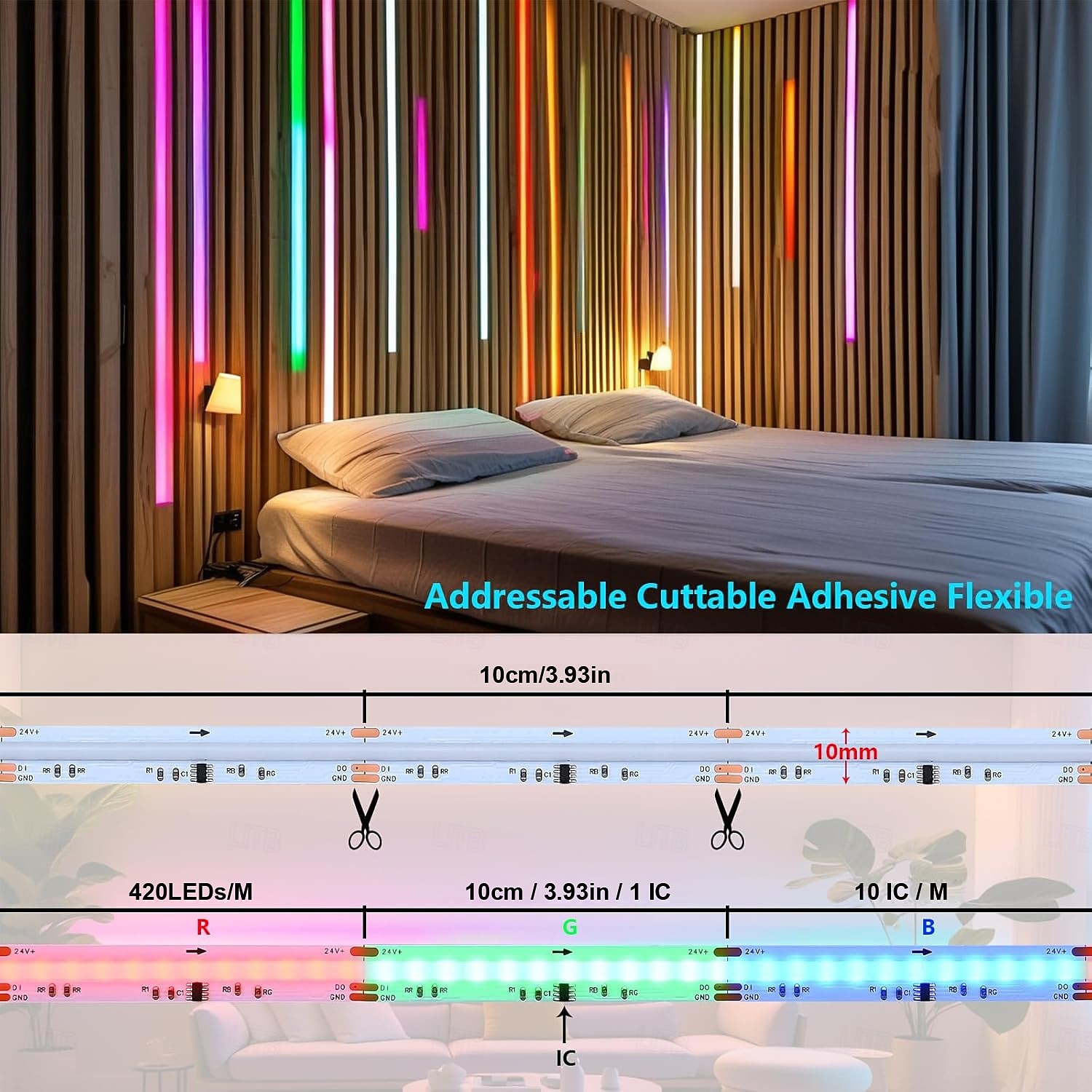 24V WS2811 RGB IC COB LED Strip Lights 16.4ft (1 Roll ) 65.6ft (2 Rolls of 32.8ft) Chasing LED Light Strip with 338 Remote Controller Models and Power Supply for Bedroom Living Room Gaming Parties 2026 - $143.99 –P3