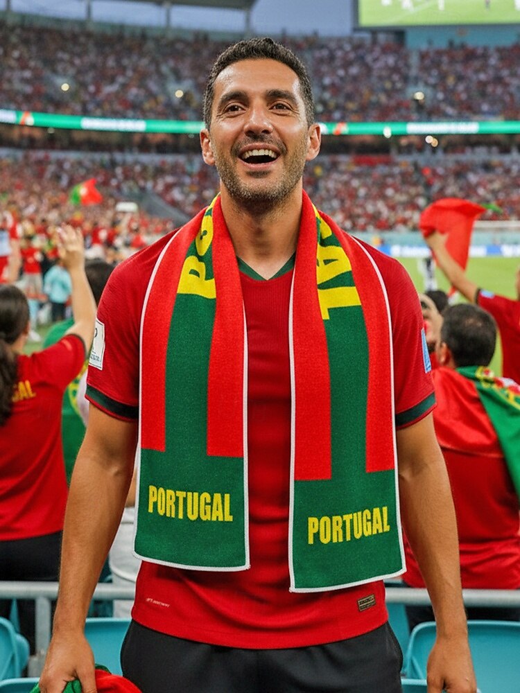 Мужской шарф-полотенце из полиэстера с принтом португальского флага, мягкий шарф для поддержки футбольных болельщиков в день футбольного матча, на стадионных мероприятиях, для просмотра спортивных соревнований и для повседневного использования. 2026 - $11.99 –P2