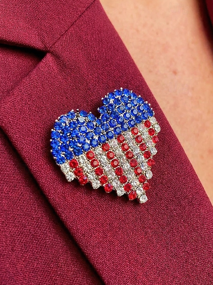 Naisten metalliseoksesta valmistettu strassikoristeinen Amerikan lippurintaneula, monityylinen isänmaallinen rintaneula Yhdysvaltojen 250-vuotisjuhlaan, itsenäisyyspäivään, juhliin, iltajuhliin ja 2026 - $7.99 –P3