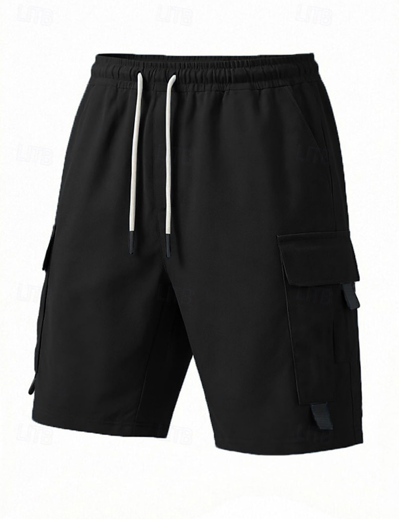 Voor heren Ladingbroek Cargoshorts Korte broek Casual korte broek Zak Elastische taille Effen Knielengte Casual Buiten Streetwear Modieus Streetwear Zwart Marineblauw Inelastisch 2026 - $22.99 –P7
