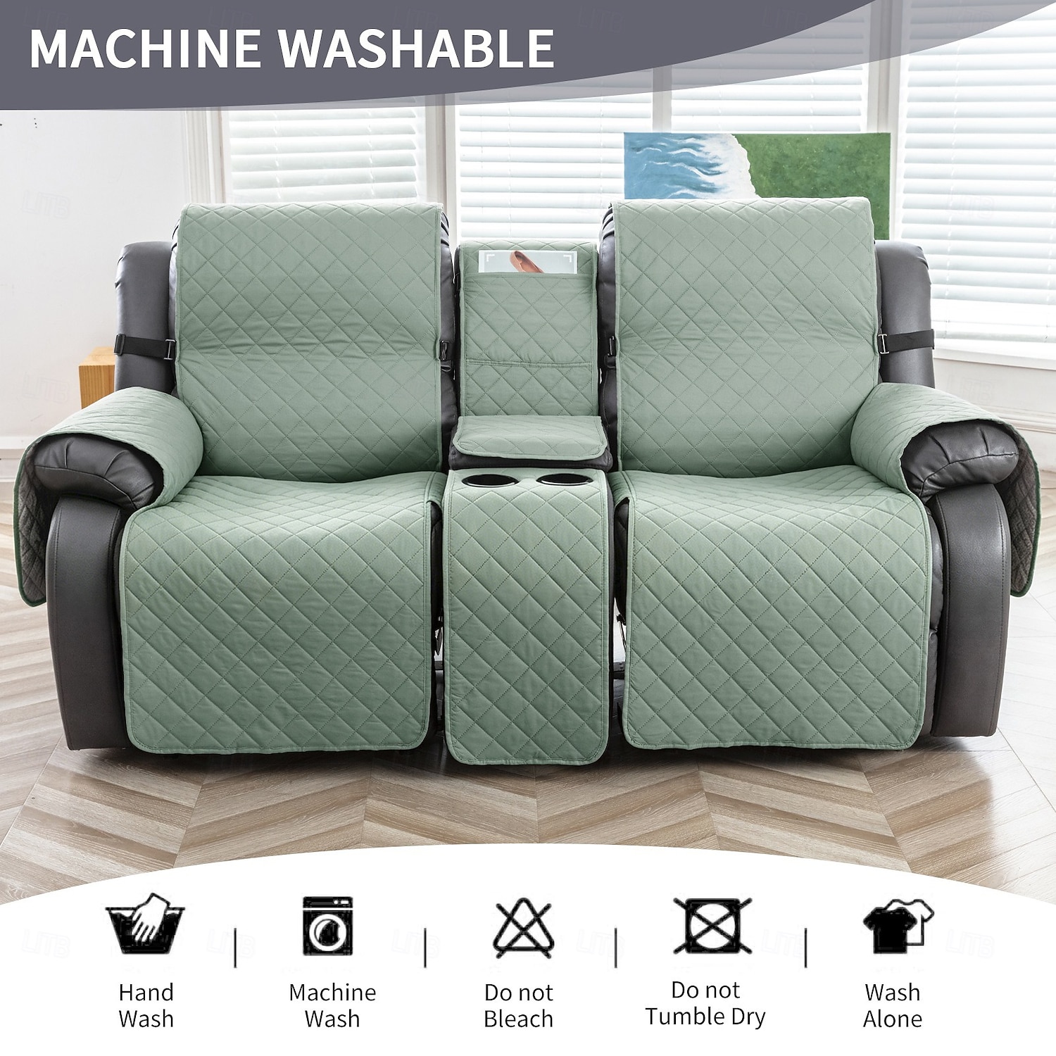 100% waterdichte hoes voor relaxbank, tweezitsbank, morsbestendig met middenconsole, antislip, gewatteerde bankbeschermer, bankhoes voor 2-zits relaxbank, meubelhoes voor thuis 2026 - $75.99 –P5