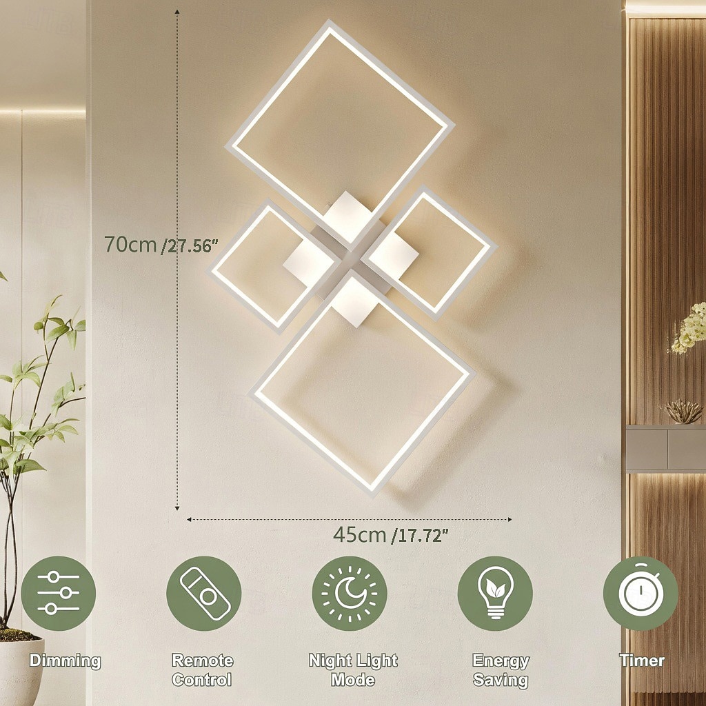 Moderne dimbare led-plafondlamp met afstandsbediening, 4 lichtpunten, aluminium armatuur voor binnenverlichting in woonkamer, slaapkamer, eetkamer, kantoor en keuken, 110-240V. 2026 - $136.99 –P3