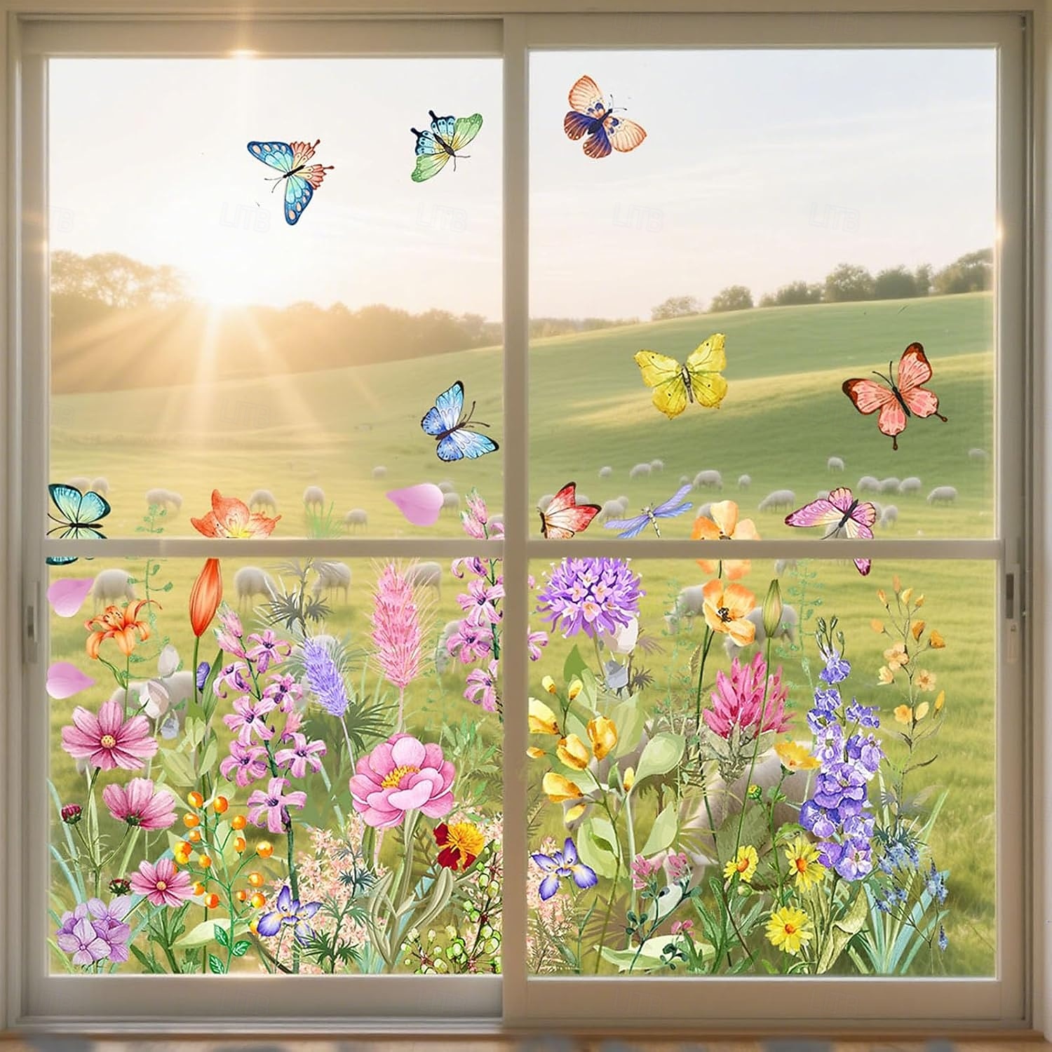 2 Sets bunte Fensteraufkleber mit Blumenstraußmotiv, abnehmbare Blumen-Fensteraufkleber für Glas, doppelseitig, individuell zuschneidbar für Zuhause &Bürogestaltung 2026 - $20.99 –P6