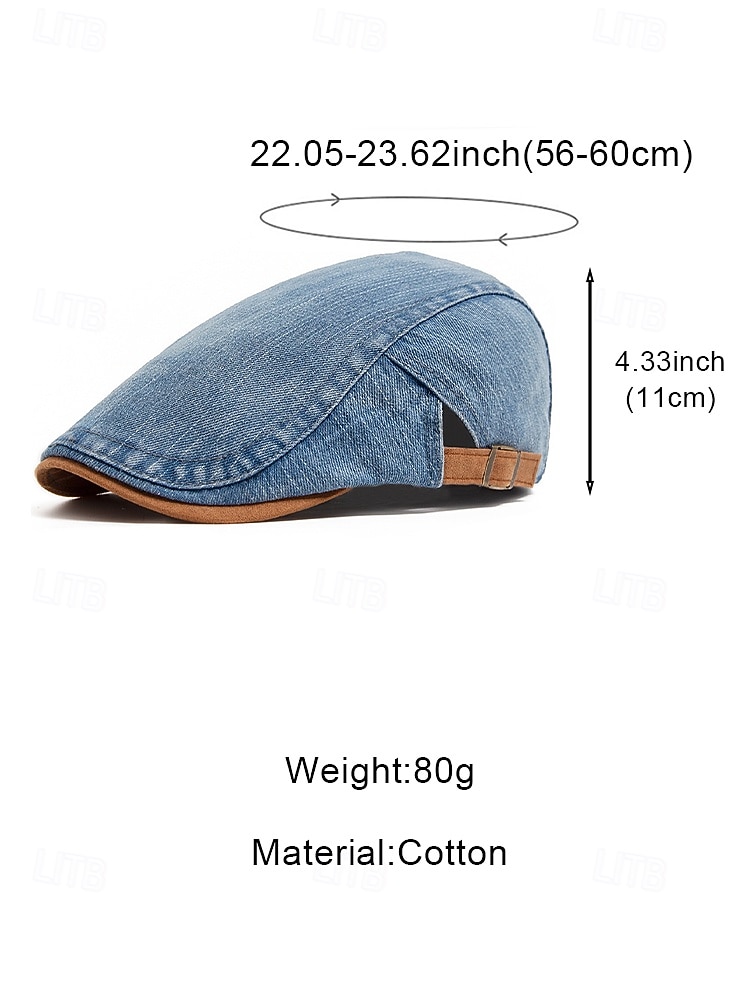 Men's Denim Cotton Adjustable Beret Cap, Multi-Color Newsboy Ivy Flat Hat for Beach Vacation, Travel, Driving and Everyday Casual Wear 2026 - $14.99 –P11