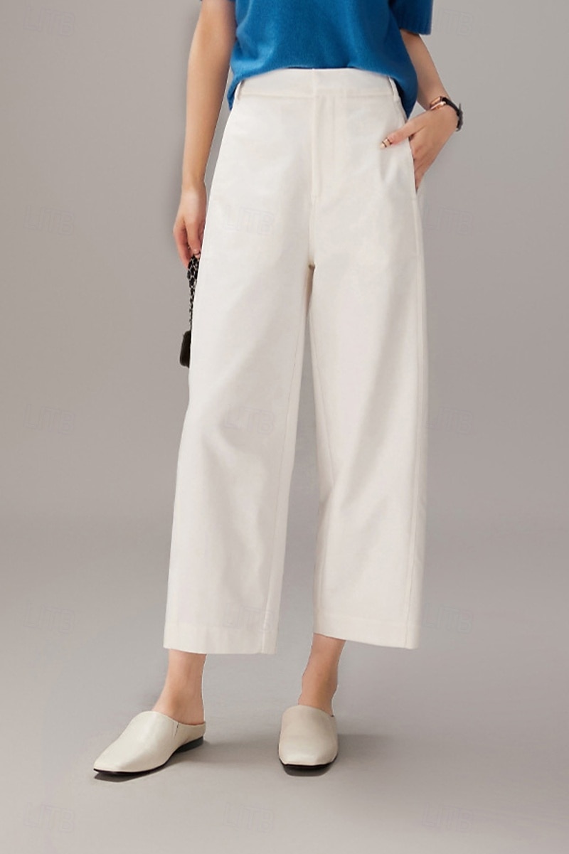 Women's Wide Leg Chinos Vacation Full Length High Waist Comfortable Micro-elastic Daily White Navy Blue khaki Summer Spring Loose Fit 2026 - $44.99 –P8
