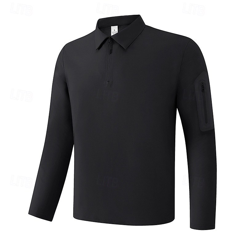 Men's Solid Colored Running T-Shirt Compression Shirt Casual Polo Shirts Running Shirt Summer Spring Quarter Zipper Long Sleeve Quick Dry Lightweight Moisture Wicking Gym Workout Active Training 2026 - $25.99 –P8
