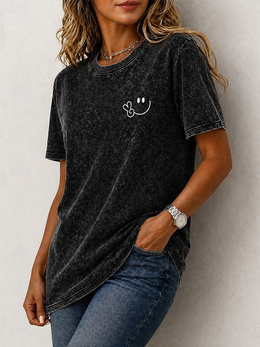 Pentru femei 100% Βαμβάκι Tricou Cămașă din bumbac Topuri cu spălare vintage Simplu Epocă Modă Stilat Manșon scurt Stil Nautic Rotund Topuri obișnuite Casual Zilnic Ieșire Albastru piscină Gri și Alb 2026 - $29.99 –P3