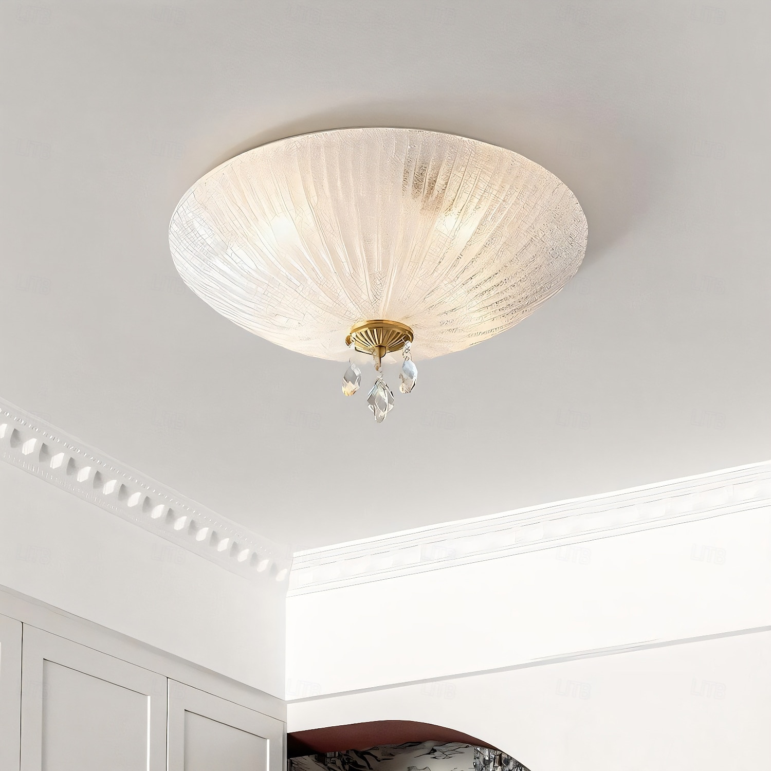 Modern Minimalist Round Dome Glass Crystal Full Copper Chandeliers 2/3/4 Light E14 Flush Mount Ceiling Light For Bedroom 110-240V 2026 - $208.59 –P1