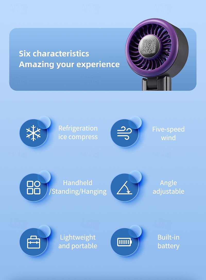 Ventilateur portable avec compresse froide, mini-ventilateur 3 en 1 rechargeable par USB, utilisable à la main, sur pied ou à suspendre, idéal pour les voyages et le maquillage. de 2026 ? $27.99 –P2
