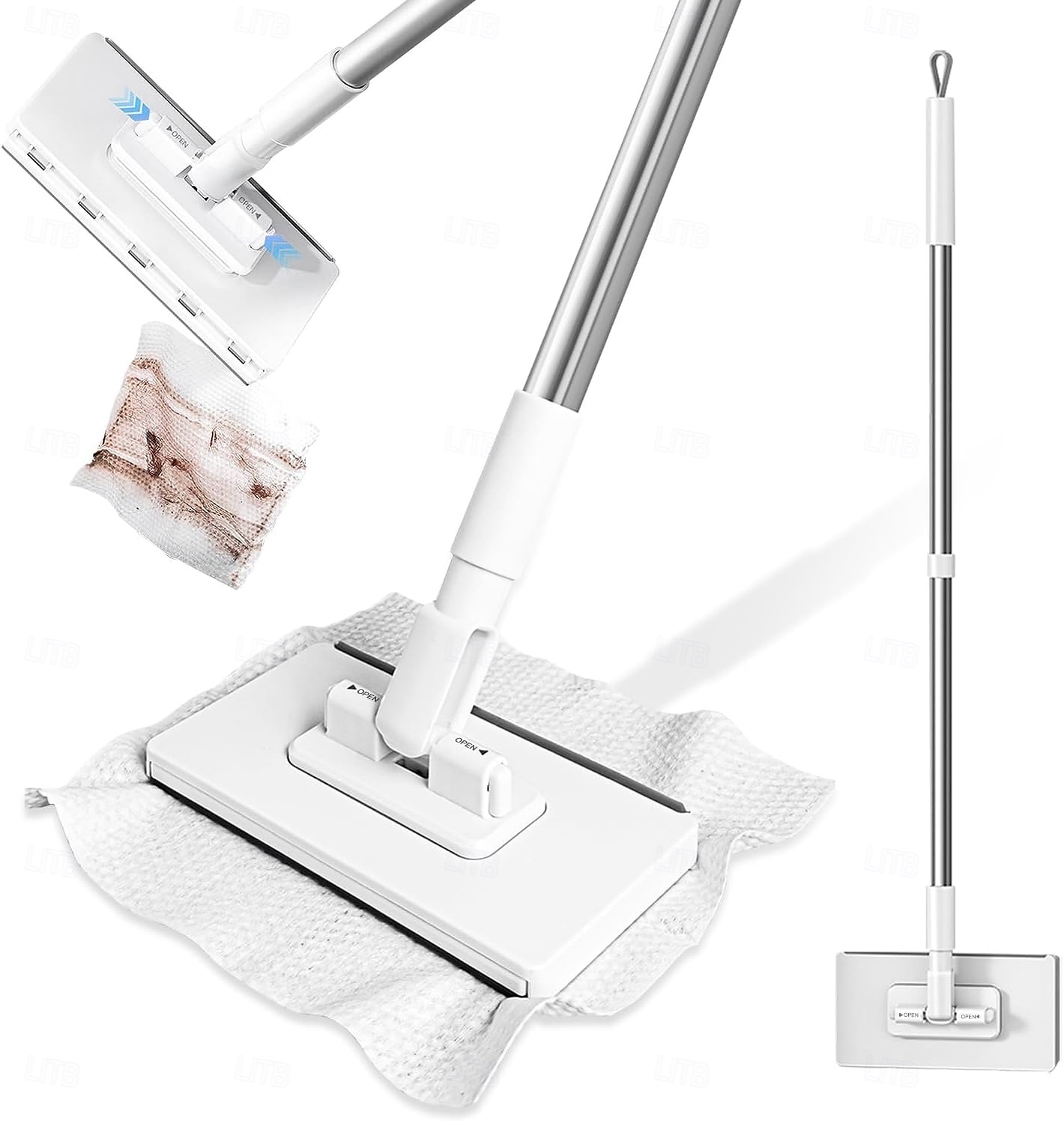 Esfregão descartável sem contato com 2 panos reutilizáveis, mini esfregão para limpeza a seco e úmida, esfregão plano com encaixe fácil para espaços pequenos, instalação em 1 segundo. de 2026 por $16.99 –P1