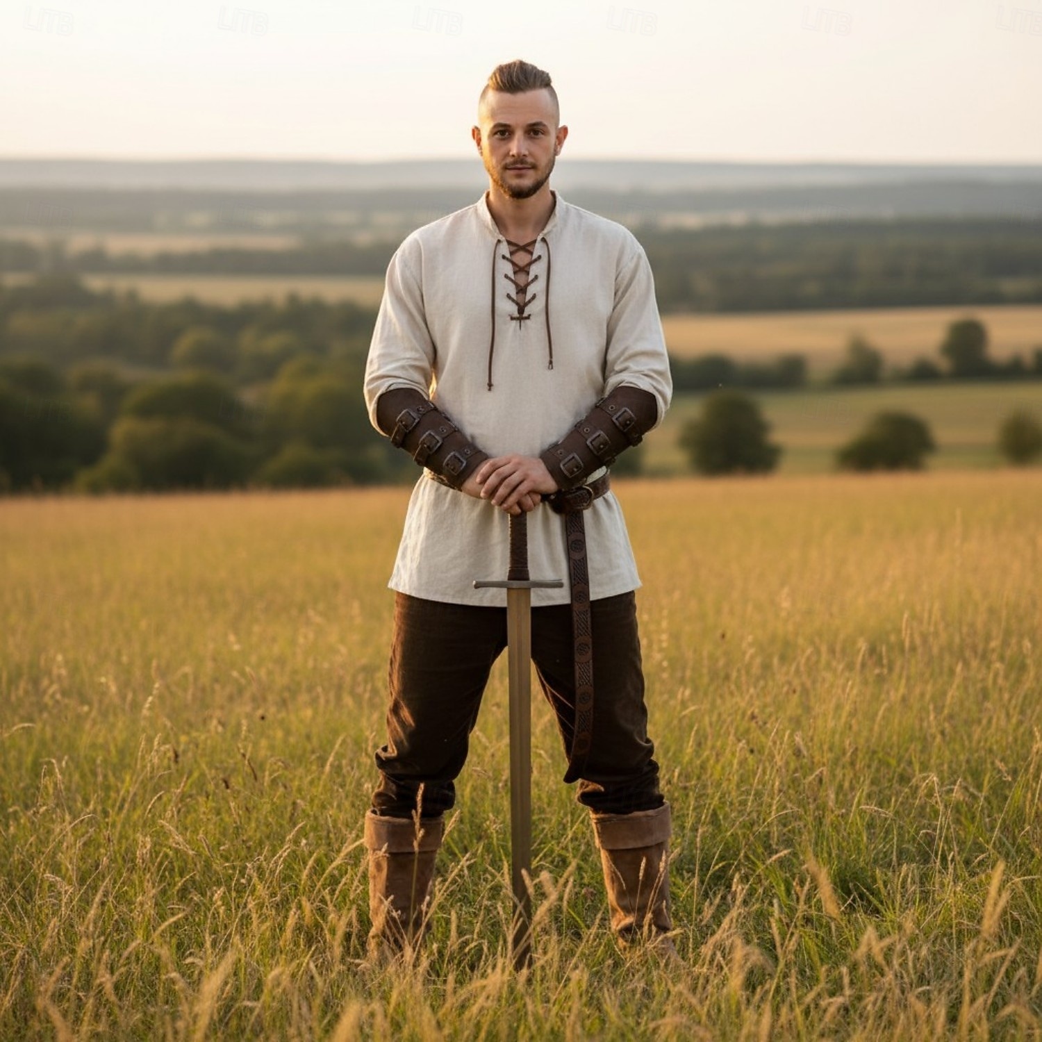 Set Middeleeuws Renaissance Outfits Fancy kostuum Krijger Vikingen Kostuum Voor heren Viking Halloween Carnaval Prestatie LARP Ren Faire Volwassenen Zomer Lente 2026 - $62.14 –P13