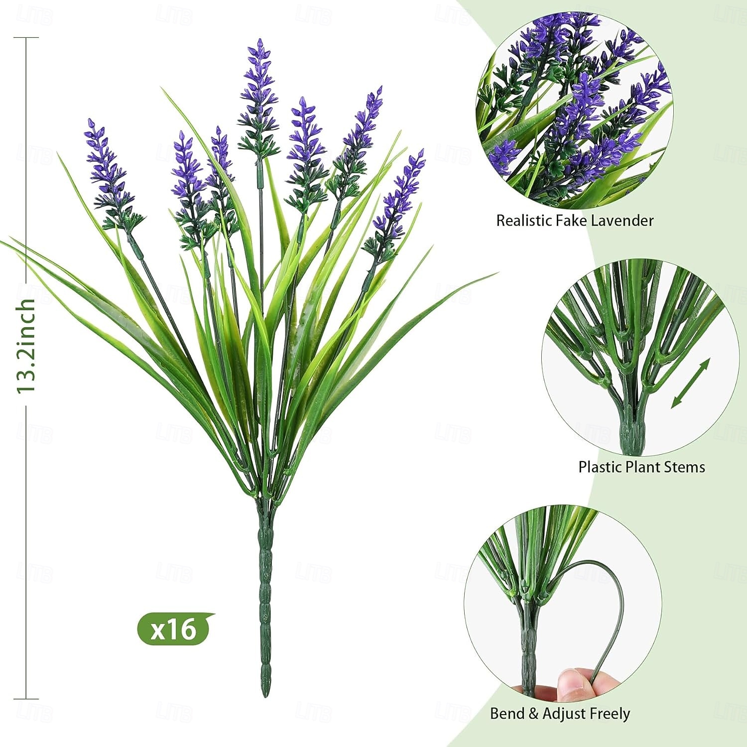 16 bundels kunstplanten voor buiten, UV-bestendige nep-lavendel &Apengras, realistische plastic kunstplanten voor balkon, terras, veranda, groene decoratie, plantenbakvulling (paars) 2026 - $25.99 –P2