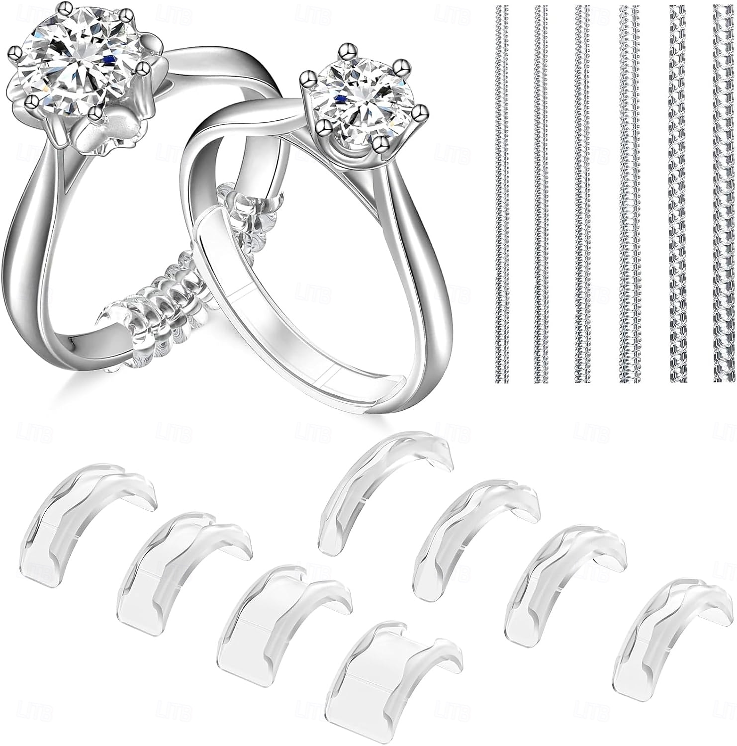 Ajusteurs de taille de bague pour bagues trop grandes (lot de 14) : ajusteurs invisibles en silicone, protège-bagues, entretoises et redimensionneurs pour femmes et hommes. Permet de réduire la taille de 2026 ? $9.99 –P1