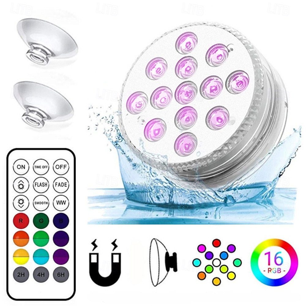 4pcs Submersible Pool Lights RGB Underwater Pool Lights with Remote ...