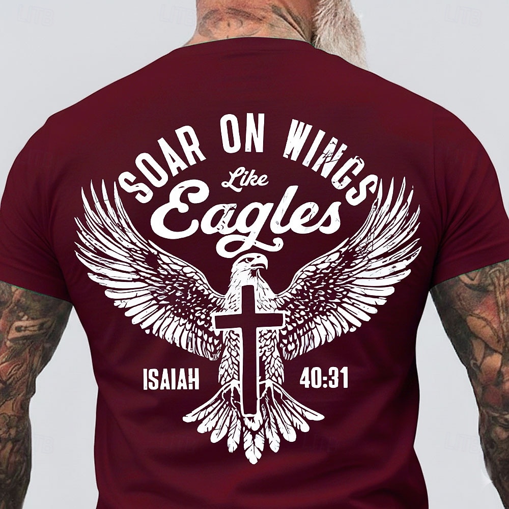 Men's Bible Soar On Wings Like Isaiah 40 31 Eagle Cross Christian Religious Faith Motivational T Shirt Graphic Crew Neck Regular Fit Casual Church Designer Clothing Apparel 2026 - $18.99 –P2