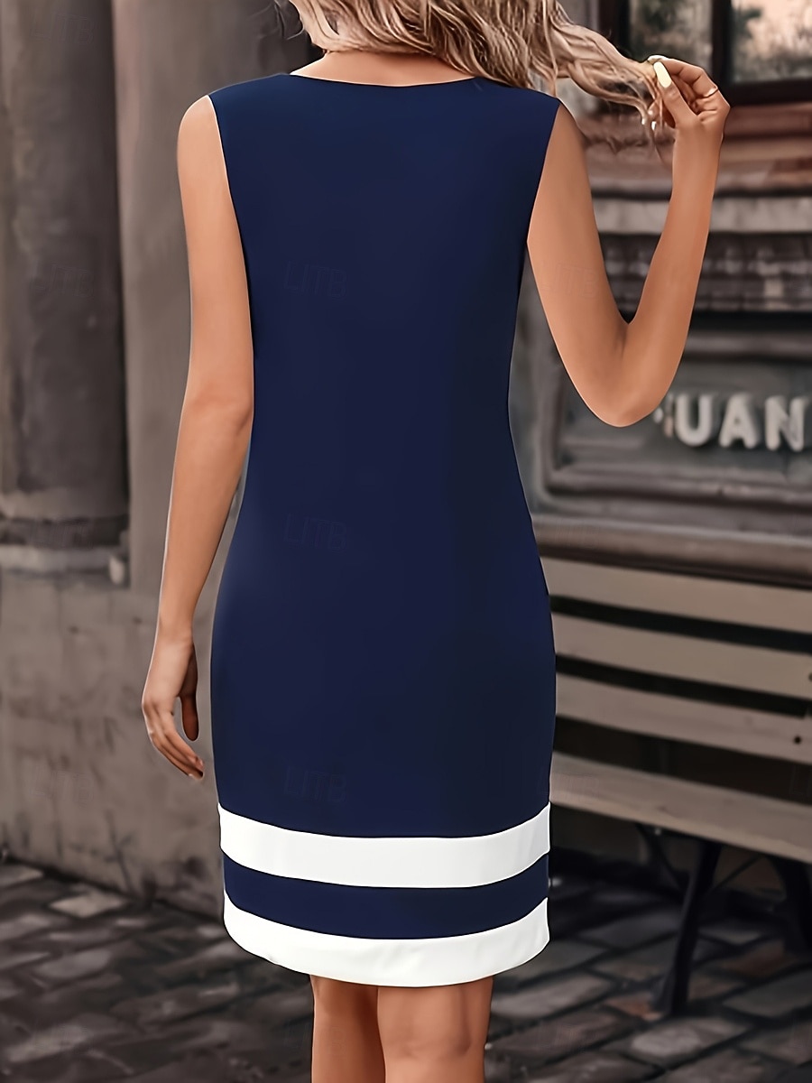 Damen Minikleid Shiftkleid T-Shirt-Kleid Sommerkleid Lässig Täglich Normale Passform Grafik Geometrisch Farbblock Ärmellos Rundhalsausschnitt Blau Schwarz Wein Purpur Sommer 2026 - $22.99 –P2