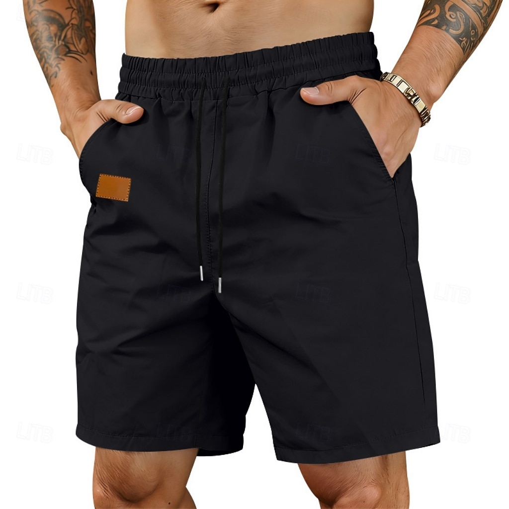 Voor heren Korte broek Casual korte broek Atletische korte broek Zak Elastische taille Effen Comfort Sneldrogend Knielengte Buiten Vakantie Modieus Streetwear blauw Zwart Inelastisch 2026 - $17.99 –P8