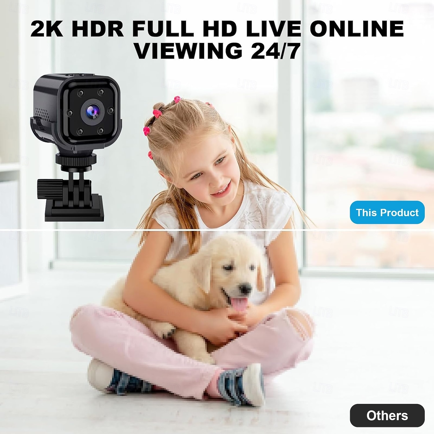 2026年 ミニセキュリティカメラ Wi-Fi、1080p HD ワイヤレスベビーシッターカメラ、ナイトビジョン、動体検知アラート、回転式ブラケット付きポータブルペットモニター、屋内ホームオフィス監視用、ブラック  コレクション – $44.99 –P4
