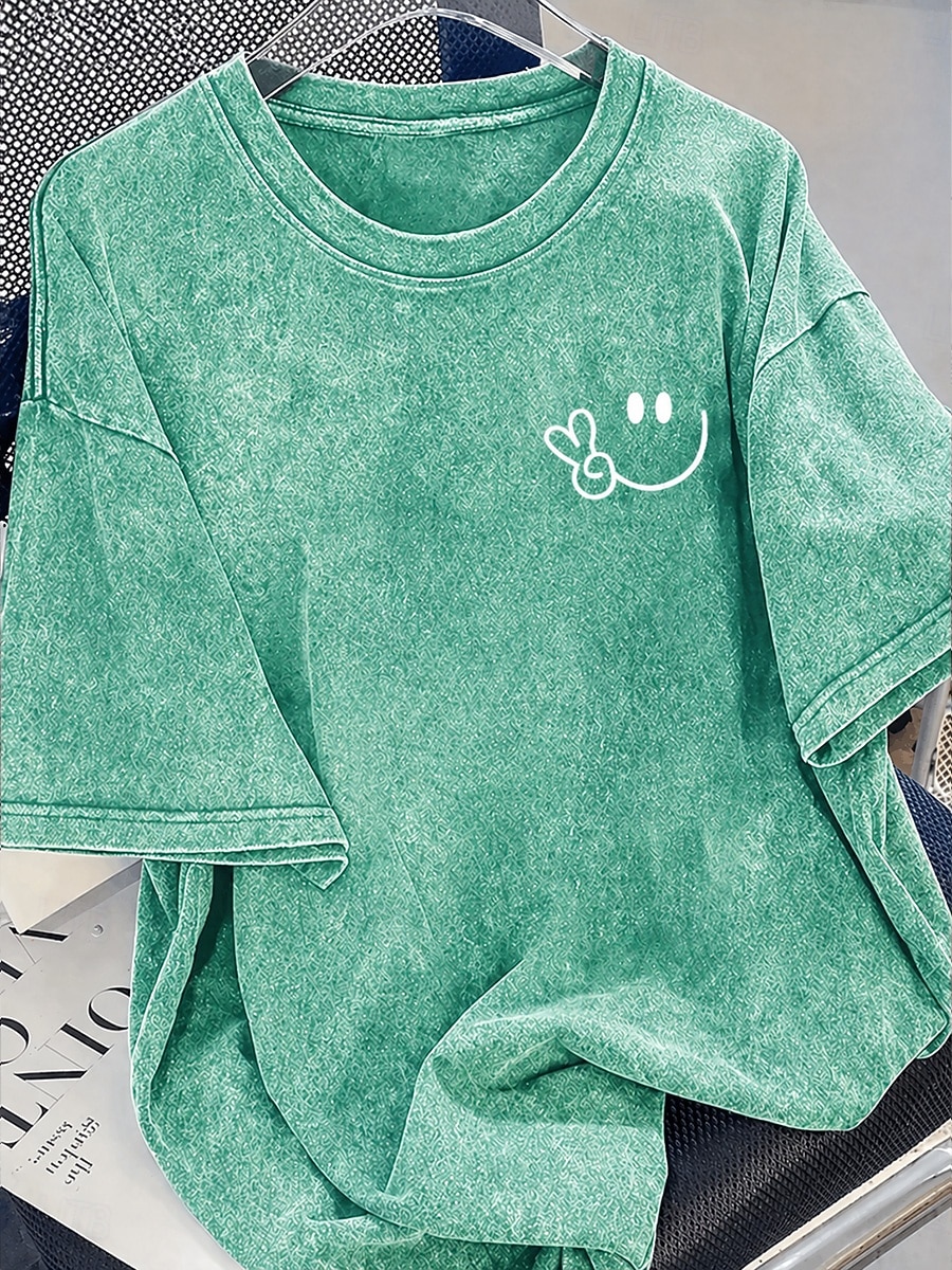 Pentru femei 100% Βαμβάκι Tricou Cămașă din bumbac Topuri cu spălare vintage Simplu Epocă Modă Stilat Manșon scurt Stil Nautic Rotund Topuri obișnuite Casual Zilnic Ieșire Albastru piscină Gri și Alb 2026 - $29.99 –P12