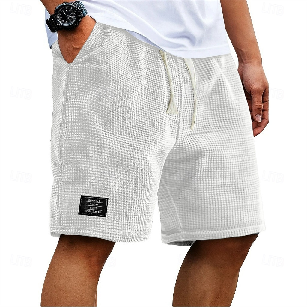 Муж. Вафельные шорты Летние шорты Пляжные шорты Повседневные шорты Кулиска Эластичная талия Сплошной цвет Комфорт Длина колена Повседневные на открытом воздухе Уличная одежда Отпуск Мода 2026 - $21.99 –P6