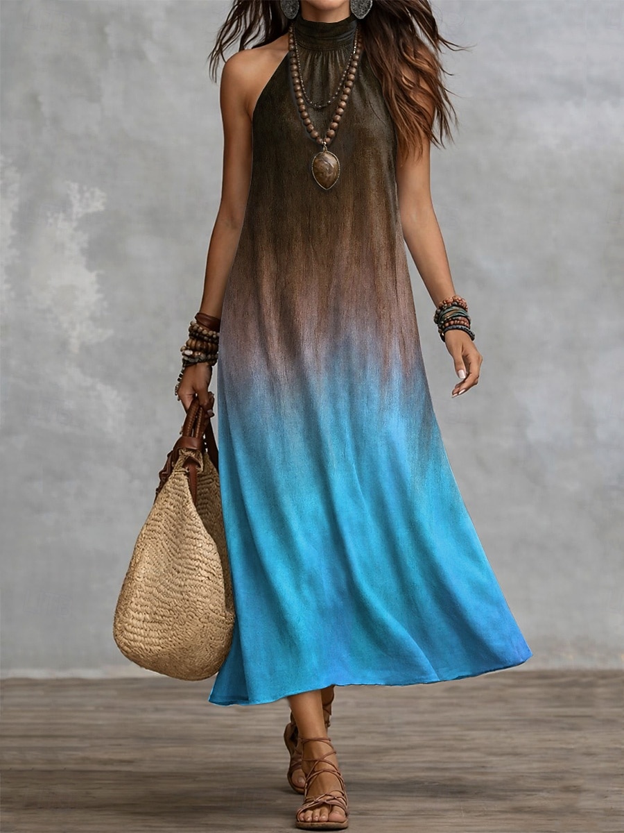 Жен. Длинное платье Повседневное платье Шифоновые платья Платье в стиле 50-х годов Шикарные платья в стиле бохо Богемия Отпуск тропический Пляж Праздники Свидание Свободное облегание Омбре Графика 2026 - $39.99 –P2