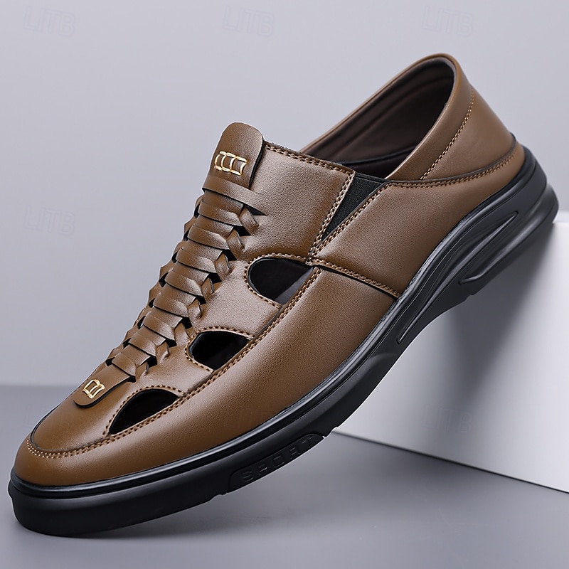 Sandale bărbătești albastre, cu șireturi, casual, respirabile, cu vârful închis, confortabile, de vară, stil smart casual pentru bărbați, ideale pentru purtare zilnică, călătorii în vacanță 2026 - $34.99 –P4