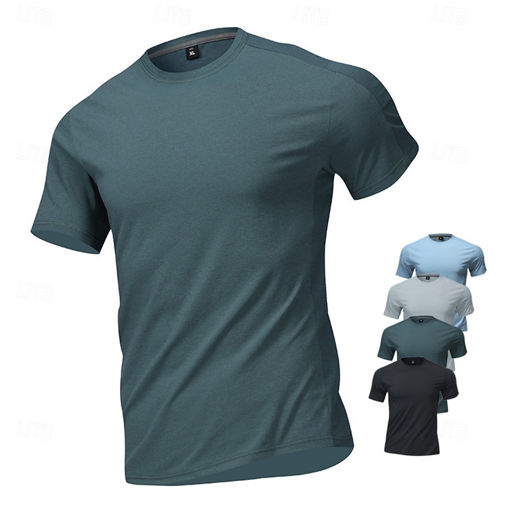 Men's T Shirt Short Sleeve Shirt Tee Top Short Sleeve Crew Neck Summer Spring Solid Color Streetwear Stylish Leisure Quick Dry Slim Daily Outdoor Running Light Grey Top Tee for Men 2026 - $22.99 –P1