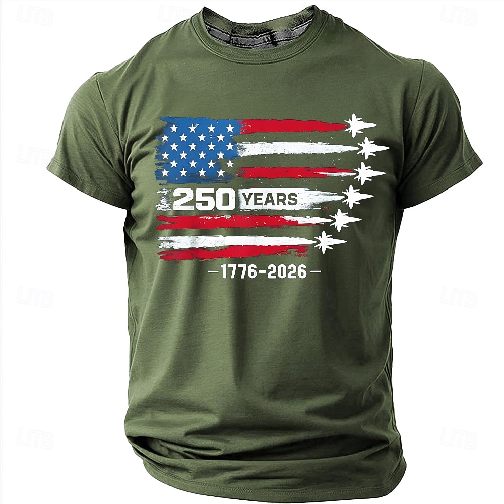 4 juli 2026 250:e Herr Amerikanska amerikanska flaggan Rolig Slang T-shirt Kortärmad T-shirt 3D-tryck Rund hals Skjorta Mode Dagligen Dagligen Gata Blå Ljusblå Grapefruktljung Sommar Vår Kläder S M L 2026 - $19.99 –P8