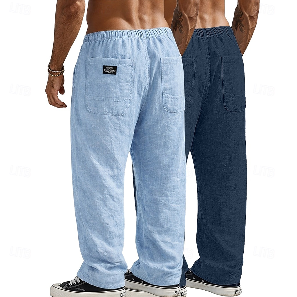 Per uomo Pantaloni di Lino Pantaloni Pantaloni Estivi Pantaloni Larghi Pantaloni da Spiaggia Coulisse Elastico in vita Gamba Dritta Semplice Comodità Traspirante Lunghezza intera Casuale Quotidiano del 2026 a $41.99 –P8