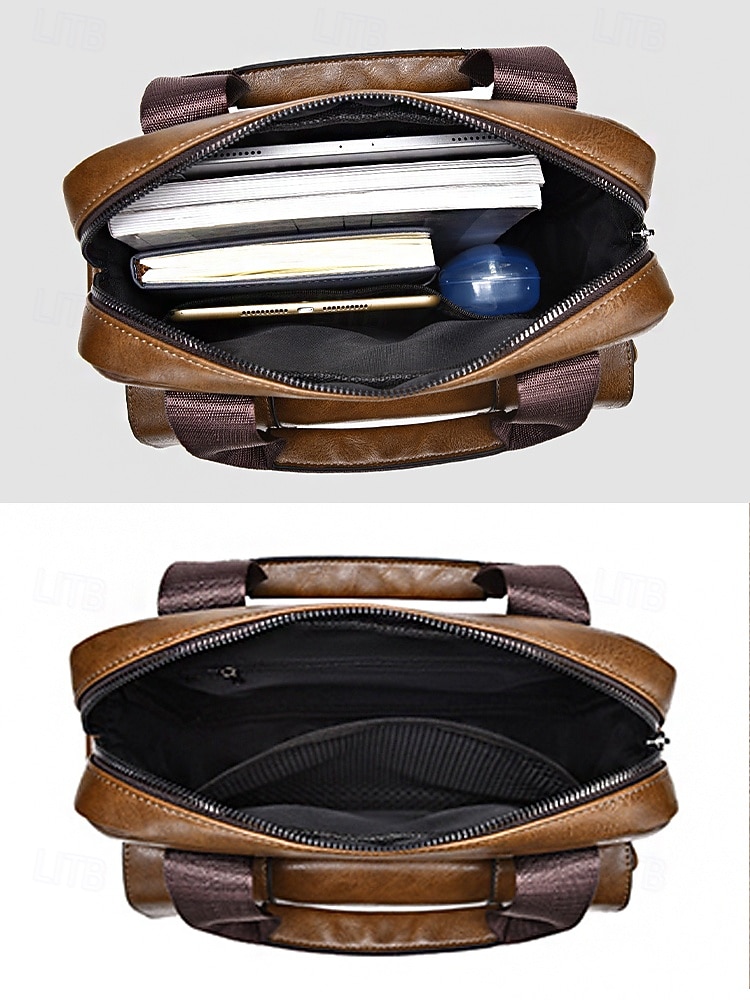 Messenger Bag für Herren aus Kunstleder, geräumige Aktentasche mit mehreren Fächern und verstellbarem Schultergurt, stilvolle Reisetasche für Freizeit und Beruf, geeignet für den täglichen Arbeitsweg und die Arbeit. 2026 - $32.99 –P9