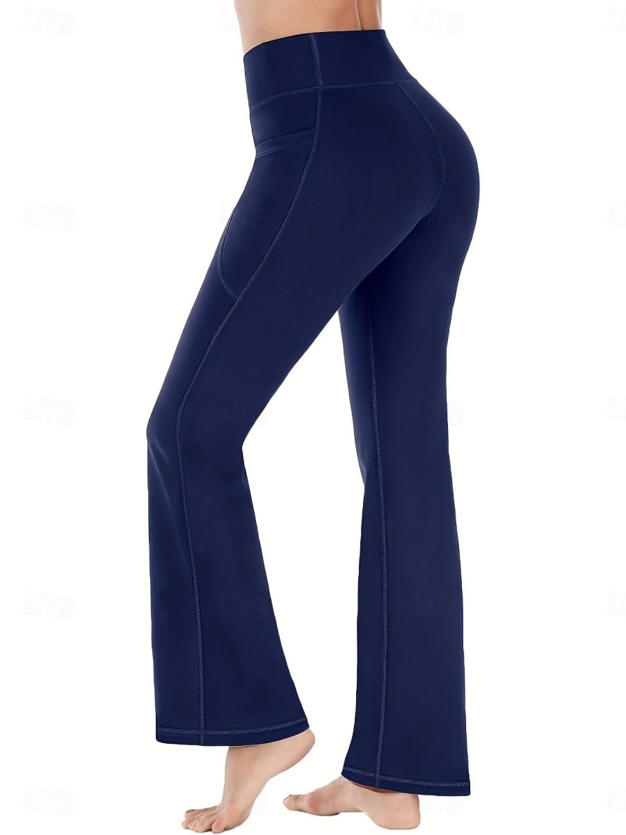 Mulheres Calças de Pilates Calças de ioga Bolsos Levantamento de Butt Ruched Cintura Alta Treino de Ginástica Corrida Ginástica Calças Leggings Côr Sólida Cinzento Escuro Preto Azul Marinho Esportes de 2026 por $19.49 –P9