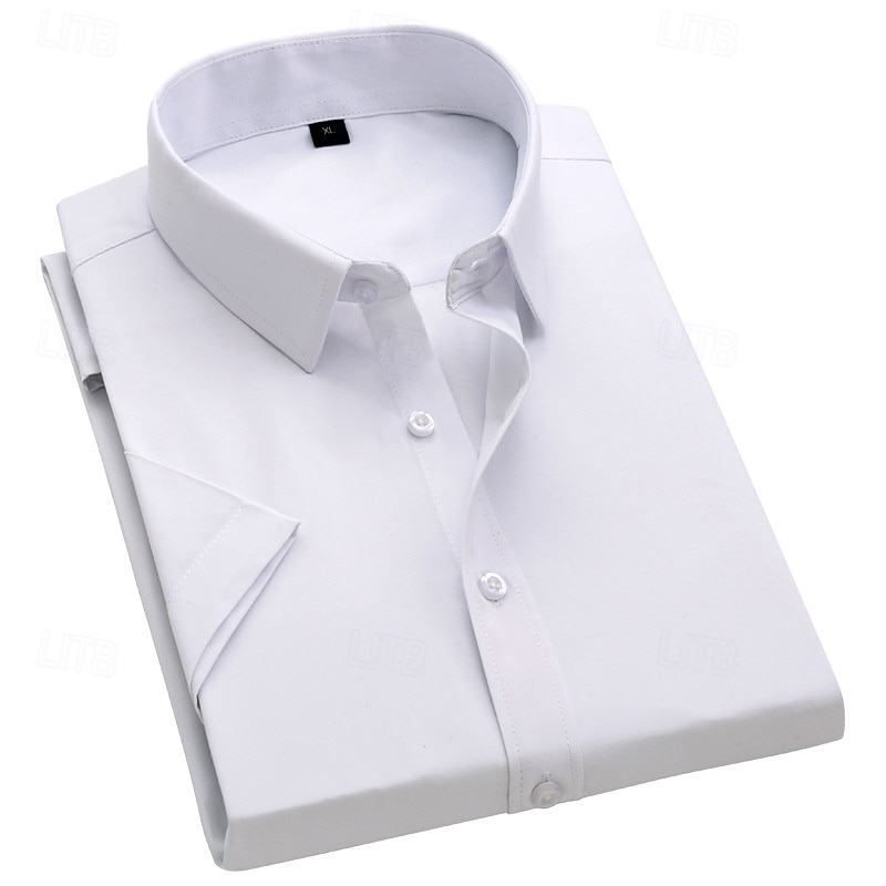 Men's Shirt Dress Shirt Button Up Shirt Plain Daily Business Light Blue Black White Pink Short Sleeve Turndown Spring All Seasons Clothing Apparel 2026 - $21.99 –P2