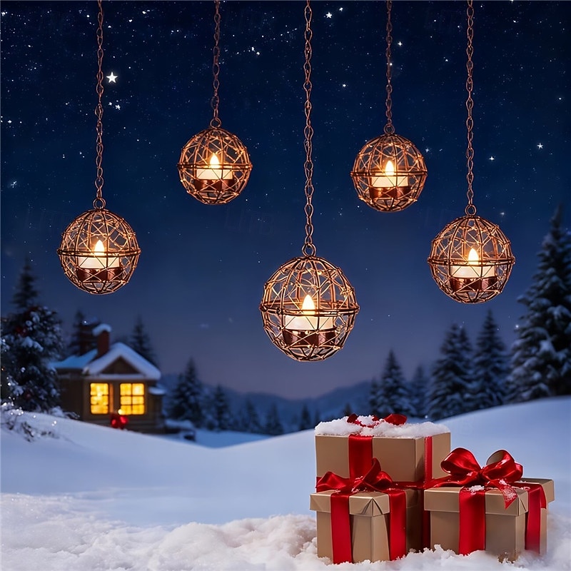 Lumânări solare metalice cu sferă de lumină, lumini decorative suspendate din fier forjat, lumini LED solare pentru exterior, lumini pandantive pentru grădină și terasă, potrivite pentru grădini, 2026 - $25.99 –P4
