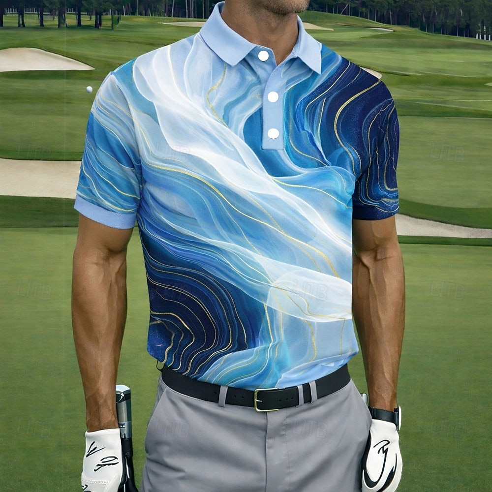 Men's Golf Line Sports Polo Shirts Short Sleeve Polo Shirts Collared Shirts Casual Athleisure Buttons Summer Spring Blue Purple Green 2026 - $22.99 –P3