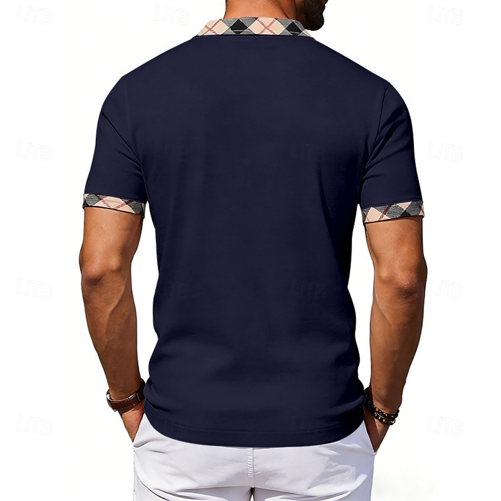 Hombre Camisetas polo Casual Negocio Diseño Manga Corta Básico Moderno Plaid Ligero Botones Verano Primavera Ajuste regular Azul Piscina Negro Blanco Rojo Azul Marino Albaricoque Camisetas polo 2026 - $21.99 –P17