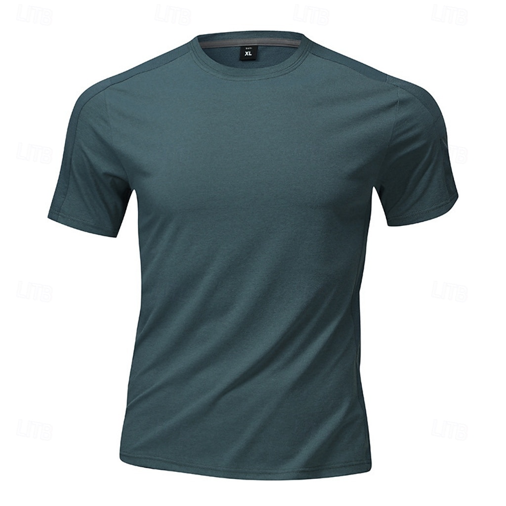 Men's T Shirt Short Sleeve Shirt Tee Top Short Sleeve Crew Neck Summer Spring Solid Color Streetwear Stylish Leisure Quick Dry Slim Daily Outdoor Running Light Grey Top Tee for Men 2026 - $22.99 –P2