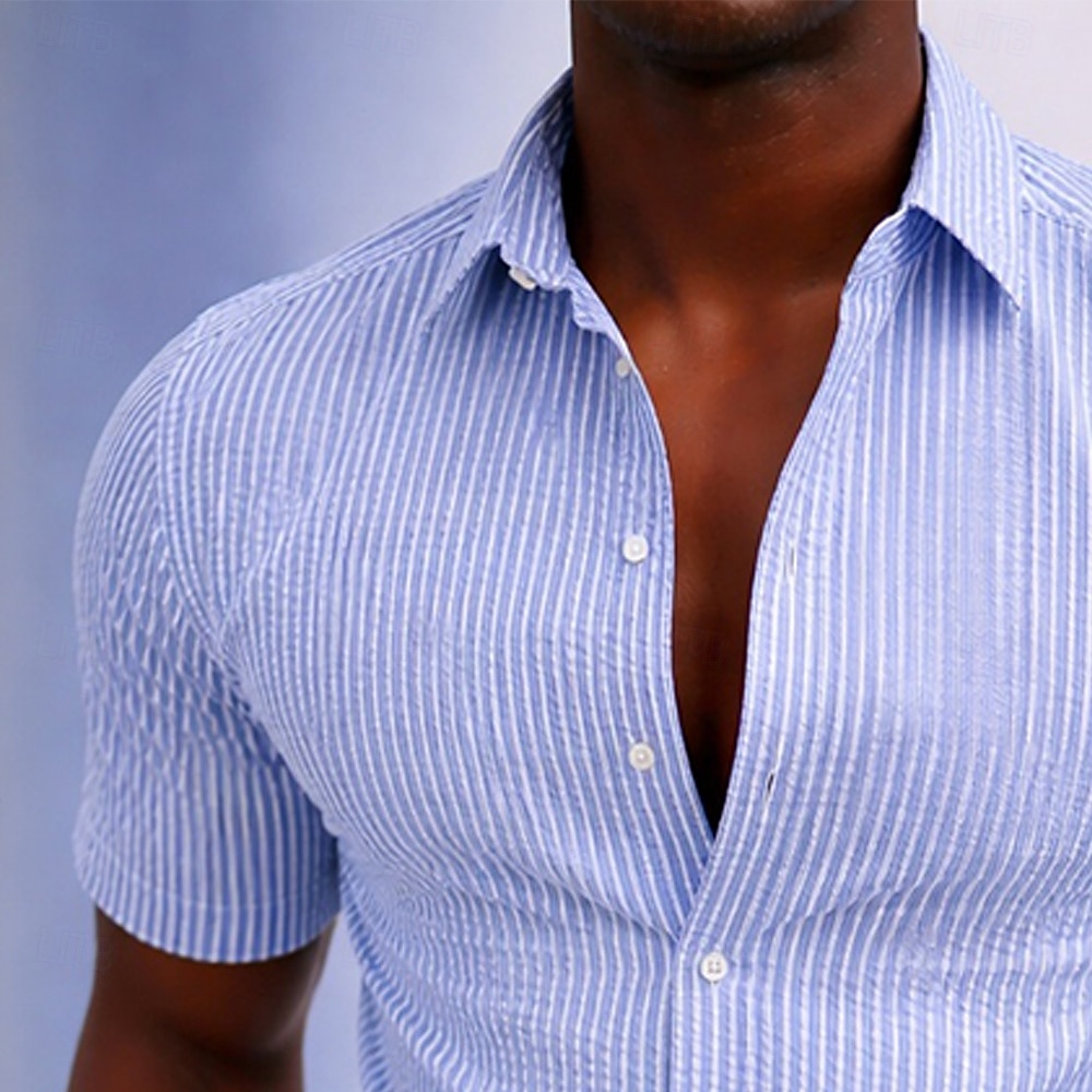 Homens Camisa Social Camisa casual Camisa de algodão camisa de botão Preto Amarelo Verde Claro Rosa Roxo Manga Curta Listrado Colarinho de Camisa Casual Diário Bolso frontal Roupa Elegante Moda Casual de 2026 por $26.99 –P12