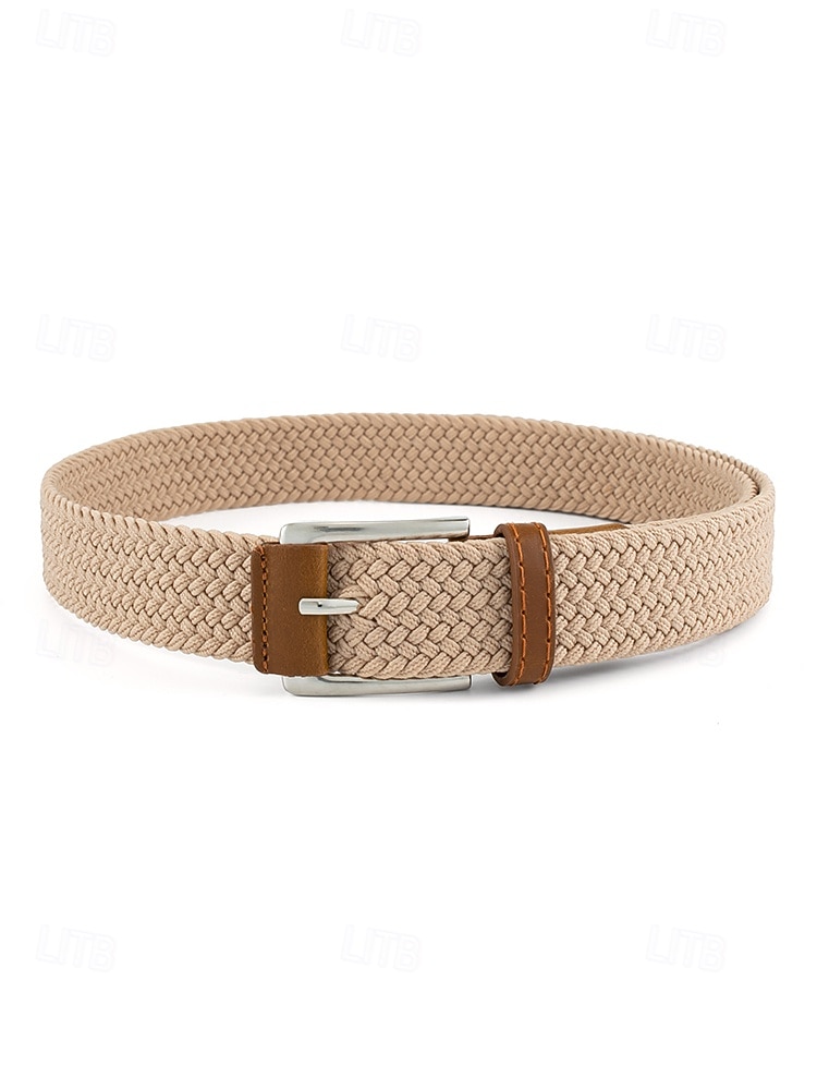 Geflochtener Herren-Stretchgürtel mit Kunstlederbesatz, verstellbarer, gewebter Freizeitgürtel in verschiedenen Farben für den Alltag, Strandurlaub, Reisen und Resort-Looks 2026 - $11.99 –P5