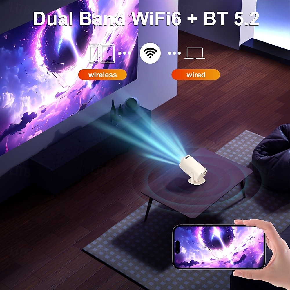 Smart Projector with Android 14, WiFi 6, BT 5.2, 180° Rotating Portable Projector, 8K Decoding, 200 ANSI Lumens, Movie Projector for Home, Outdoor, TV Stick, iOS, Android, Allwinner H723 Chip 2026 - $86.99 –P7