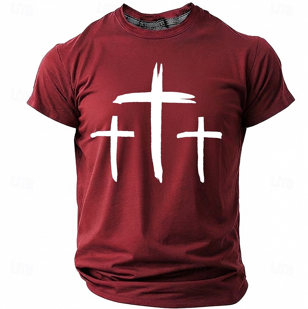 Hombre Cruz Camiseta Manga Corta Camiseta Impresión 3D Cuello Barco Camisa Moda Design Sencillo Casual Diario Fiesta Rojo Verano Primavera Ropa S M L XL XXL XXXL 2026 - $18.99 –P1