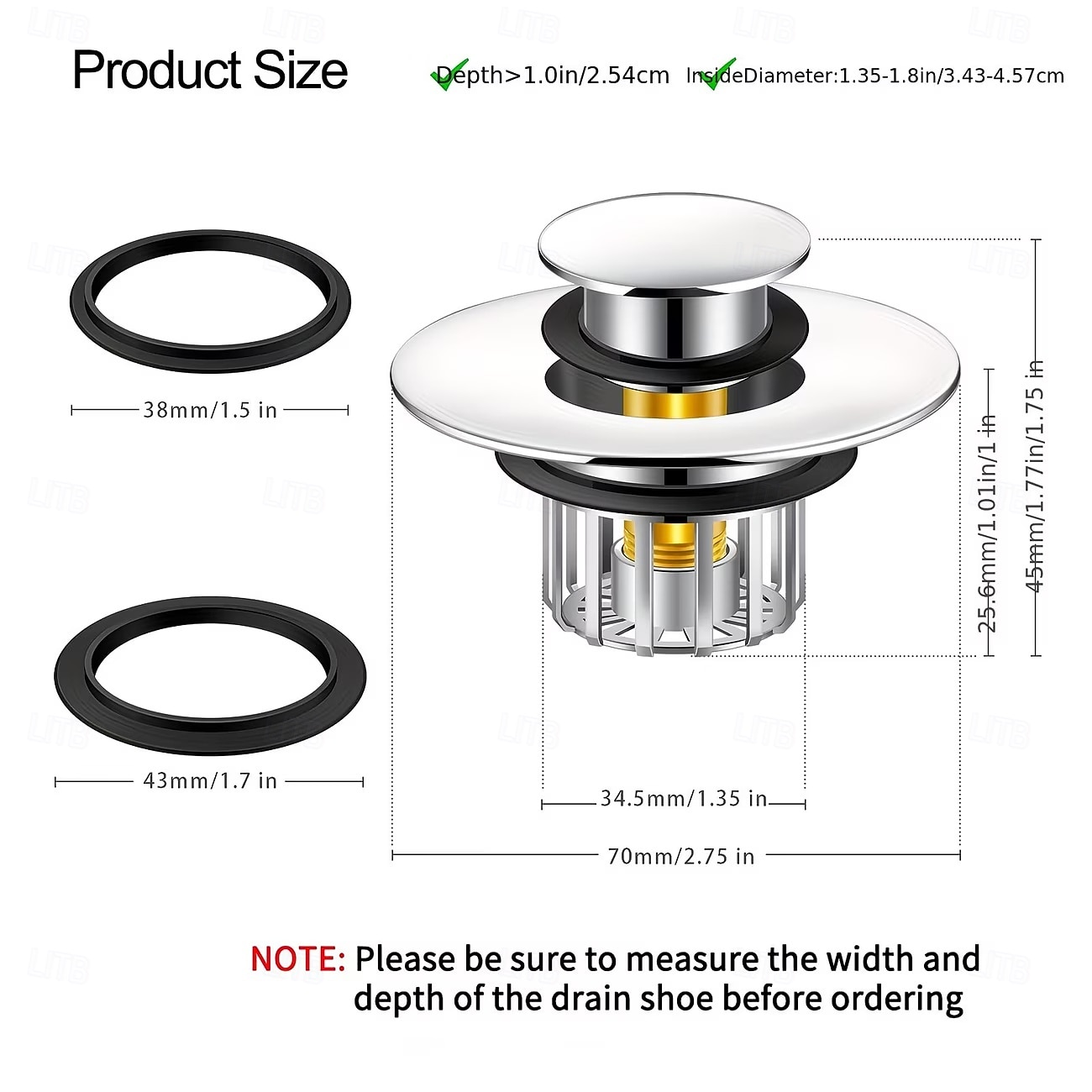 Пробка для ванны, слив для душа, ловушка для волос, выдвижная пробка для ванны с ситечком, сливная пробка для ванной комнаты, защита для сливного отверстия ванны от 1-1/2 до 1-3/4 дюйма 2026 - $15.99 –P9