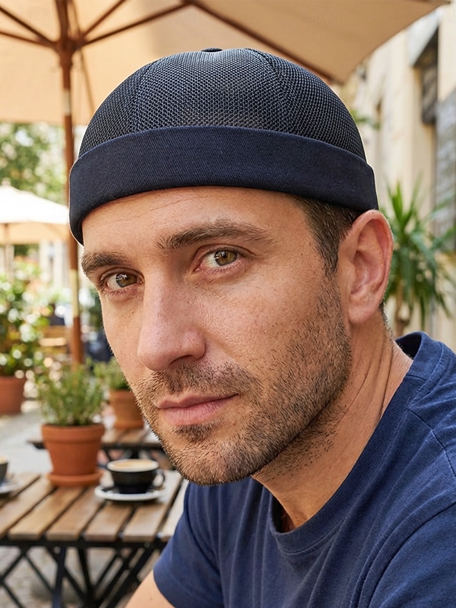 herrhatt i andningsbar mesh-polyester, justerbar mössa utan brätte i flera färger för dagligt bruk, strandsemester, resor och sommarstil utomhus 2026 - $11.99 –P1