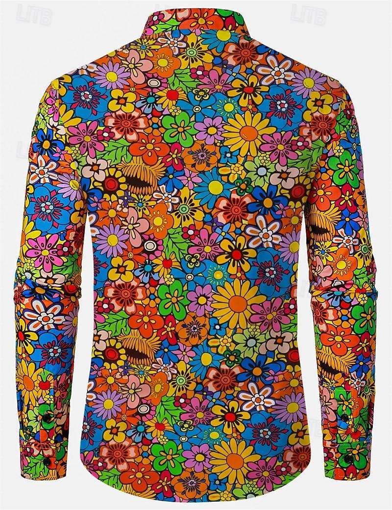 Retro / vintage Boheemi 1970 luku Pusero Hippi Kukka Naamiaispuku Miesten Halloween Karnevaali musiikkifestivaali Retro-teemaiset juhlat Aikuisten Pusero 2026 - $27.99 –P8