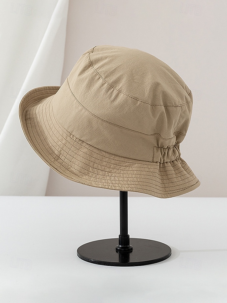 Sombrero de pescador informal de algodón para mujer, sombrero de sol elástico ajustable en varios colores para vacaciones en la playa, uso diario informal, viajes y estilo veraniego al aire libre. 2026 - $14.99 –P7