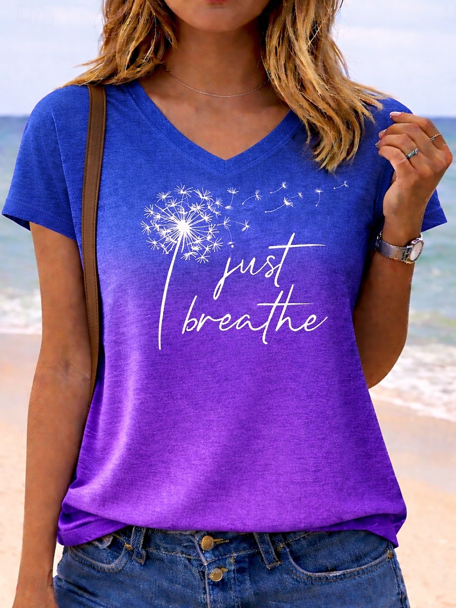 Femmes T-shirt Imprimé Graphique Lettre Équipe de football Élégant Classique Occasionnel Manche Courte Col en V Hauts Réguliers Occasionnel Quotidien Bleu Violet Orange Vert Bis Été Printemps de 2026 ? $21.99 –P2