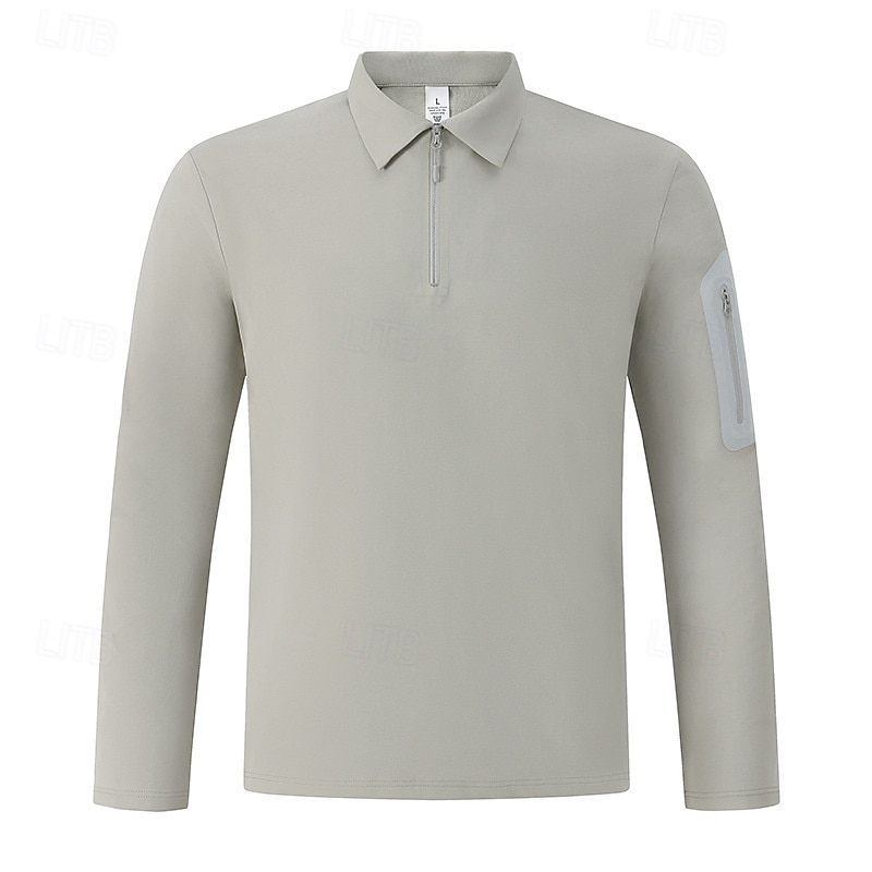 Men's Solid Colored Running T-Shirt Compression Shirt Casual Polo Shirts Running Shirt Summer Spring Quarter Zipper Long Sleeve Quick Dry Lightweight Moisture Wicking Gym Workout Active Training 2026 - $25.99 –P2