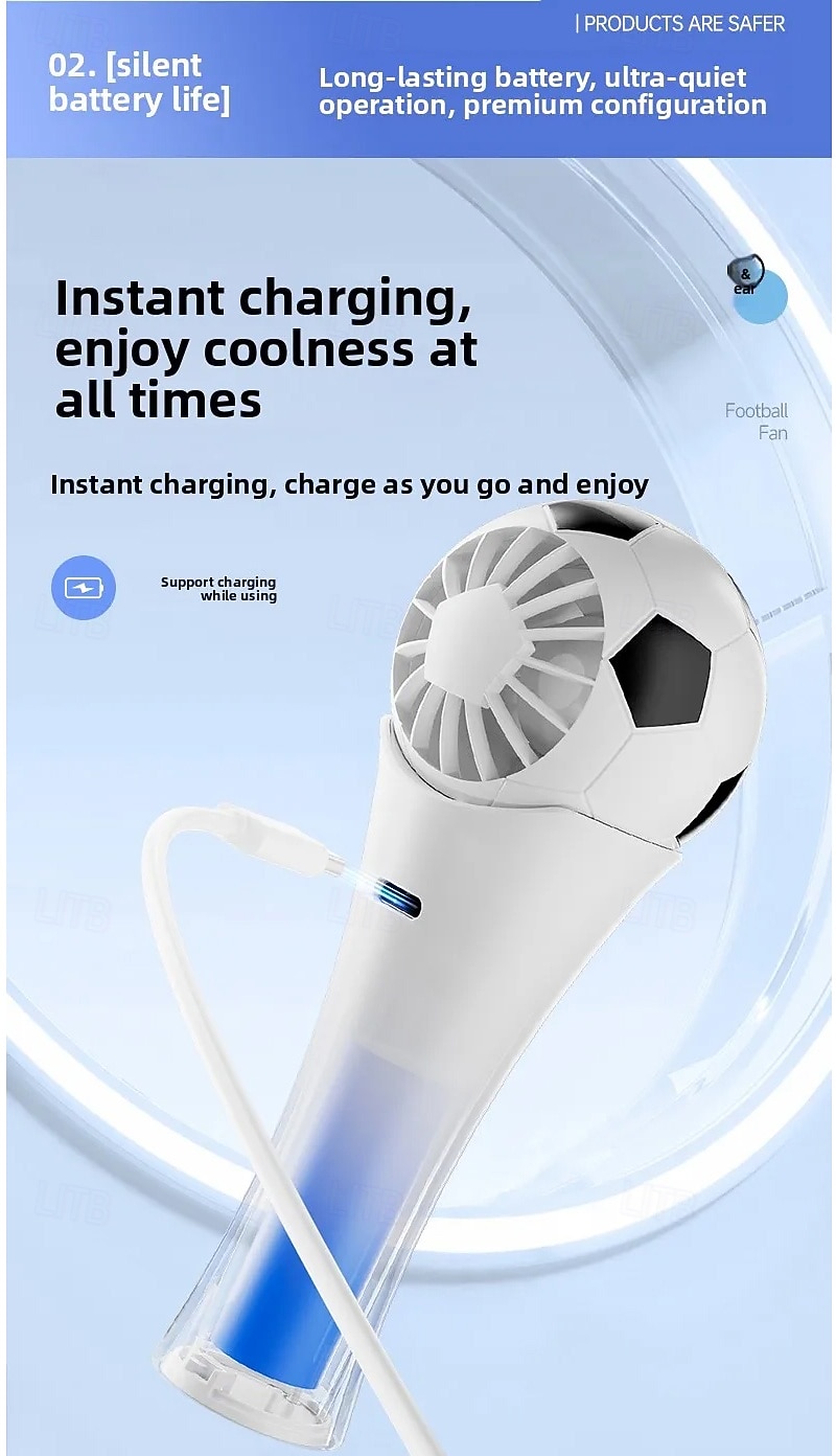 Soccer Handheld Fan, Portable Mini Fan with 199 Wind Speeds & LED Digital Display, USB Rechargeable Personal Football Fan for Match Day, Outdoor Sports, Travel, Gifts for Kids & Fans 2026 - $12.99 –P6